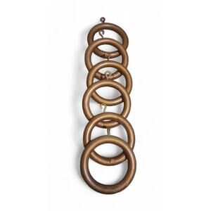 Vintage Lauren Hancock Metal Drapery Rod Ring With Clips Hooks 6 Piece 3.25"D